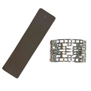 Brighton Christo Lyon Silver Cuff Bracelet with Leather Band Retired